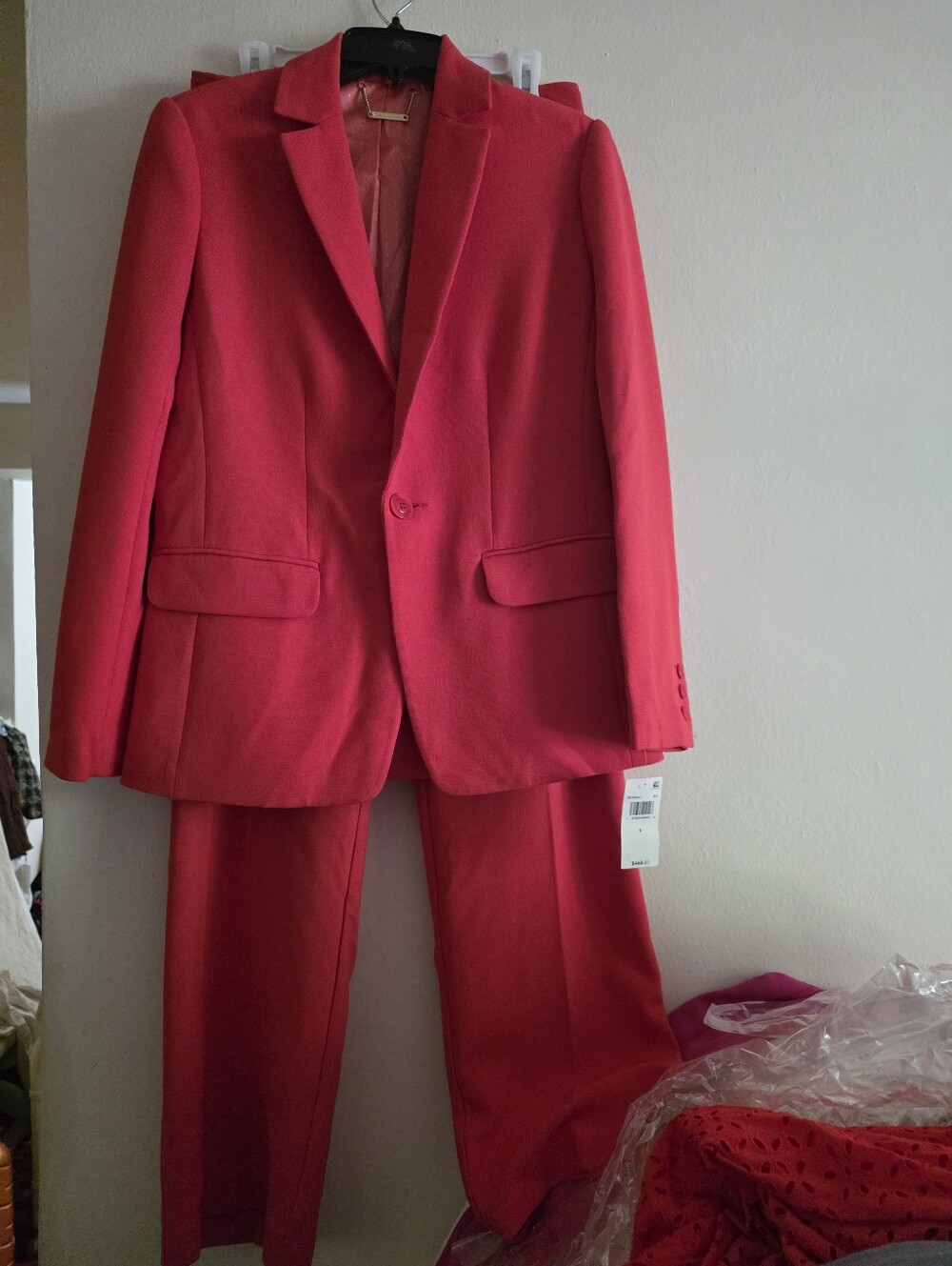 Trina TURK set Blazer +pants Sz 6 Orange Papaya Nwt Value $900